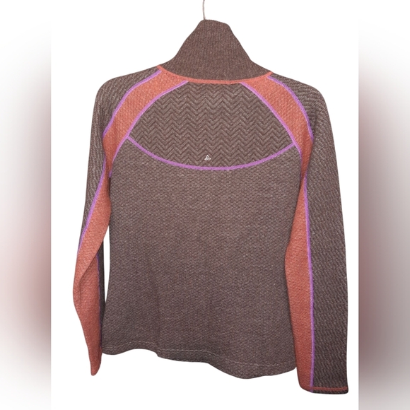Prana Brown and Orange Quarter-Zip Sweater Med - Picture 7 of 11
